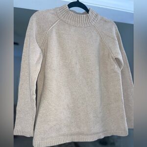 Jeanne Pierre Cotton Mock Neck Sweater Large Neutral Knit